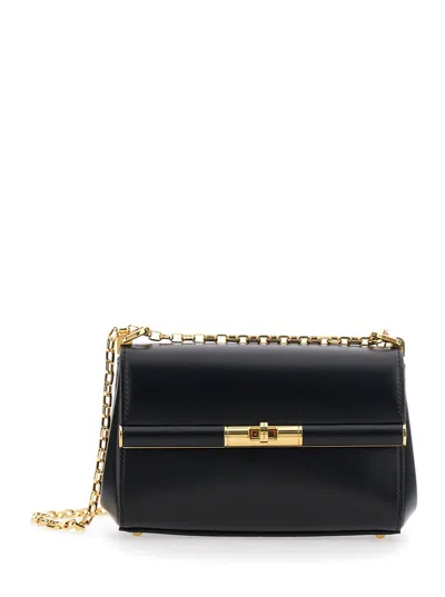 Dolce & Gabbana Marlene Black Shoulder Bag With Twist Lock In Leather Woman