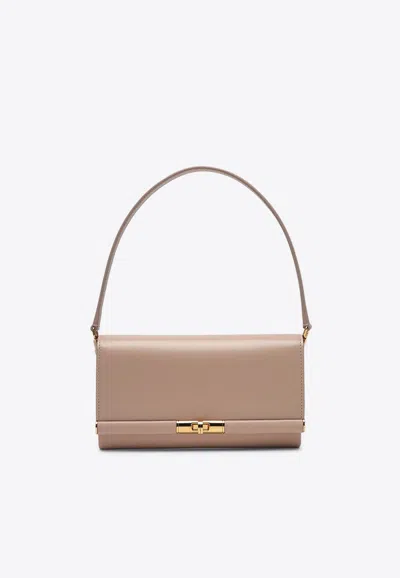 Dolce & Gabbana Marlene Calf Leather Shoulder Bag In Beige