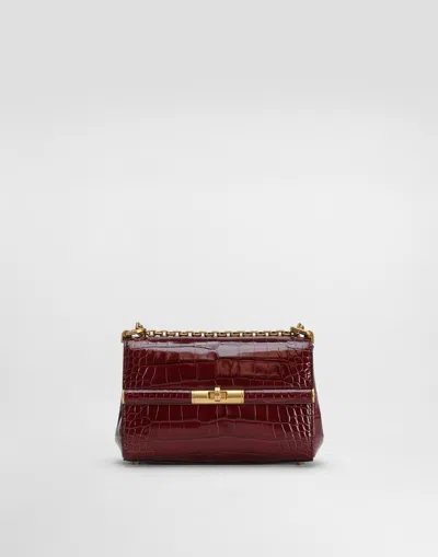 Dolce & Gabbana Marlene City Mini Bag In Polished Alligator In Burgundy