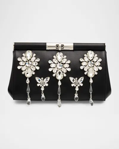 Dolce & Gabbana Marlene Crystal-embellished Leather Shoulder Bag In Black