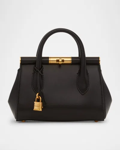 Dolce & Gabbana Marlene Day Mini Leather Tote In Black