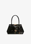 Dolce & Gabbana Marlene Everyday Shoulder Bag In Croc-embossed Leather In Black