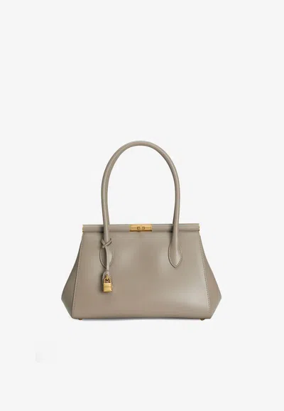 Dolce & Gabbana Marlene Everyday Shoulder Bag In Grained Leather In Beige