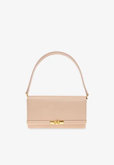 Dolce & Gabbana Marlene Grained Leather Shoulder Bag In Beige