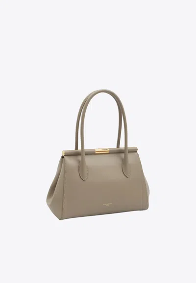 Dolce & Gabbana Marlene Grained Leather Top Handle Bag In Sand