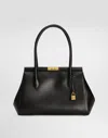 Dolce & Gabbana Marlene Everyday Shoulder Bag In Grained Leather In Black