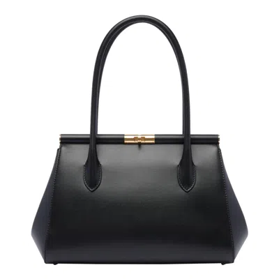 DOLCE & GABBANA DOLCE & GABBANA BLACK LEATHER BAG WITH GOLD CHARM