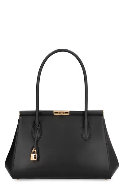 Dolce & Gabbana Small Marlene Palmellato Leather Bag In Black