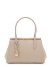 Dolce & Gabbana Marlene Leather Handbag With Charm Detail On The Front In Beige