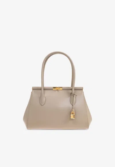 Dolce & Gabbana Marlene Leather Shoulder Bag In Sand