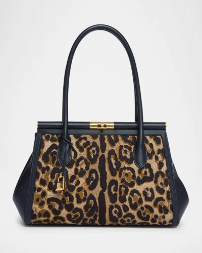 Dolce & Gabbana Marlene Leopard Leather Tote Bag
