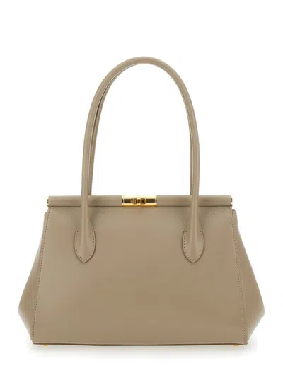 DOLCE & GABBANA 'MARLENE MEDIUM' BEIGE HANDBAG WITH PADLOCK DETAIL IN LEATHER WOMAN