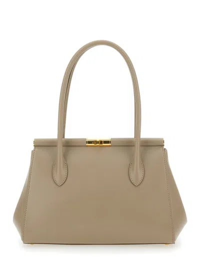 DOLCE & GABBANA DOLCE & GABBANA WOMEN 'MARLENE MEDIUM' BEIGE HANDBAG WITH PADLOCK DETAIL IN LEATHER WOMAN
