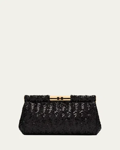 Dolce & Gabbana Marlene Medium Sequined Clutch Bag In Nero