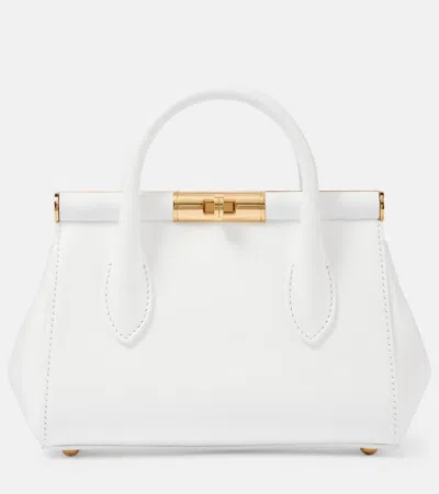 Dolce & Gabbana Marlene Small Leather Tote Bag In Bianco Ottico