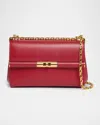Dolce & Gabbana Marlene Palmellato Leather Shoulder Bag In Tono Rosso Scuro