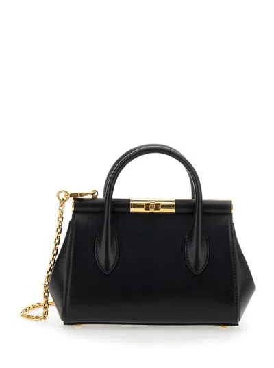 DOLCE & GABBANA 'MARLENE SMALL 'BLACK HANDBAG WITH SHOULDER STRAP AND LOGO EMBOSSED ON THE BACK IN LEATHER WOMAN