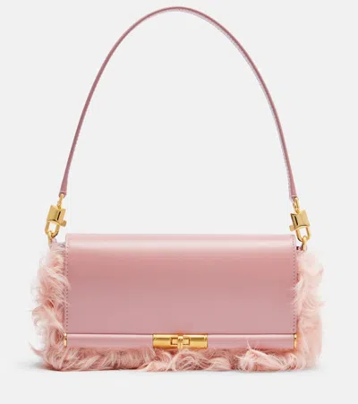 Dolce & Gabbana Marlene Small Shearling Shoulder Bag In Pink