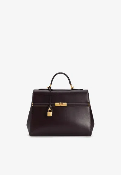 Dolce & Gabbana Dolce&gabbana Palmellato Calfskin Marlene Top-handle Bag In Burgundy