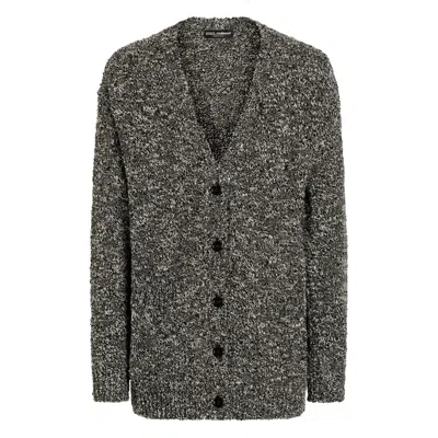 Dolce & Gabbana Marl-knit Cardigan In Gray