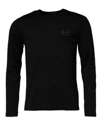 Dolce & Gabbana Maroon Cashmere Crew Neck Pullover Sweater In Black