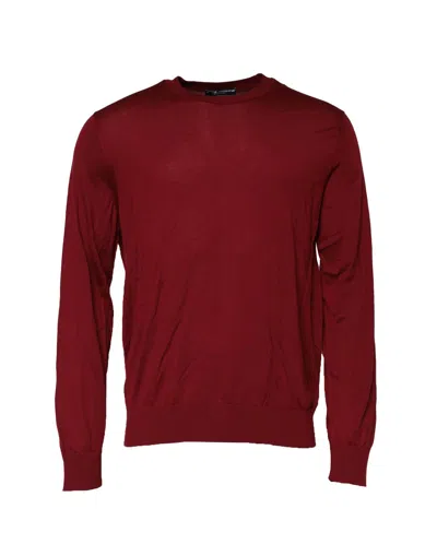 Pre-owned Dolce & Gabbana Maroon Cashmere Crew Neck Sweatshirt Men's Sweater () In Burgundy