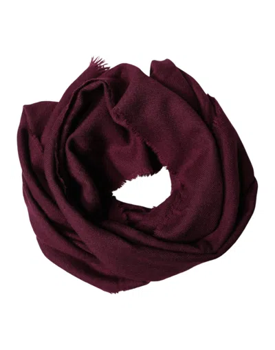 Dolce & Gabbana Maroon Cashmere Fringes Neck Wrap Shawl Scarf In Burgundy