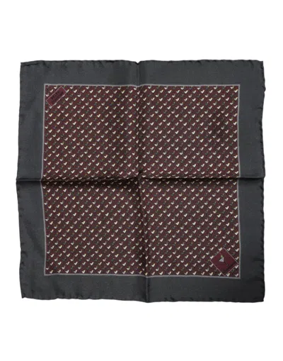 Dolce & Gabbana Maroon Cocktail Silk Square Foulard Scarf In Black