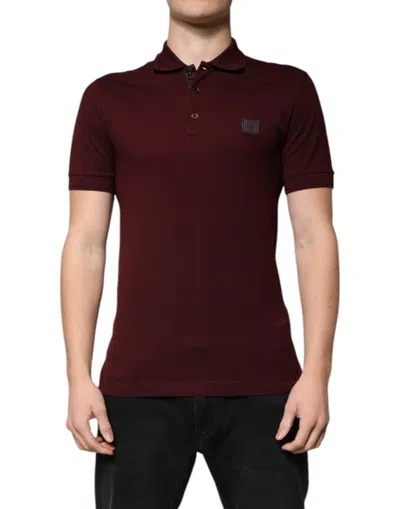 Dolce & Gabbana Maroon Collared Short Sleeves Polo T-shirt In Red