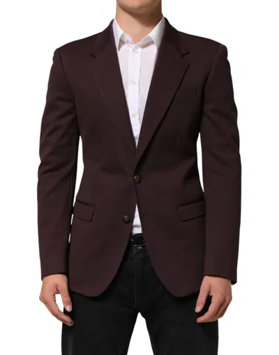Dolce & Gabbana Maroon Cotton 2 Buttons Suit Jacket Blazer In Purple