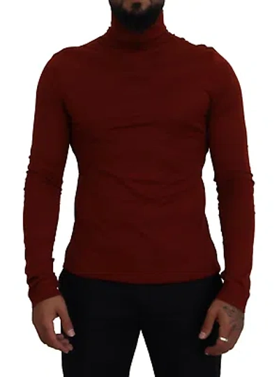Pre-owned Dolce & Gabbana Elegant Maroon Collar Zip Sweater In Red