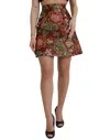 Dolce & Gabbana Maroon Floral Jacquard Mini Women's Skirt In Burgundy