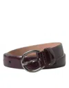 DOLCE & GABBANA MAROON LEATHER SILVER METAL BUCKLE BELT