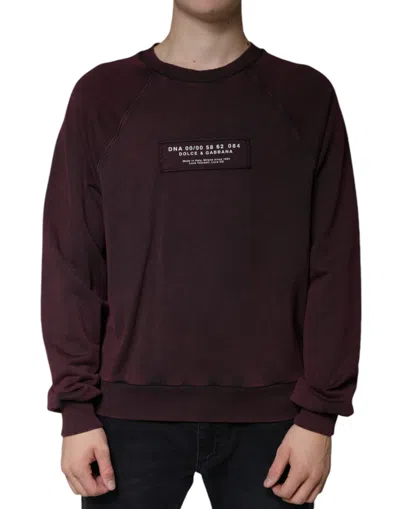 Pre-owned Dolce & Gabbana Maroon Logo Crew Neck Men Sweatshirt Men's Sweater () In Burgundy