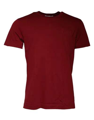 Pre-owned Dolce & Gabbana Maroon Logo Crew Neck Short Sleeves Men's T-shirt ()