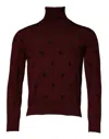Dolce & Gabbana Maroon Monogram Turtleneck Pullover Sweater In Burgundy