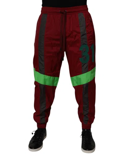 Dolce & Gabbana Maroon Nylon Men Jogger Sweatmen's Men's Pants