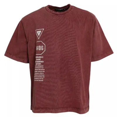 Pre-owned Dolce & Gabbana Maroon Print Round Neck Short Sleeves Men's T-shirt ()