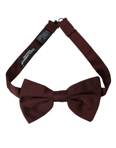 Dolce & Gabbana Maroon Silk Adjustable Neck Men Bow Tie In Brown