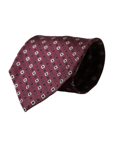 Dolce & Gabbana Maroon Silk Branded Logo Adjustable Men Tie In Burgundy