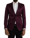 DOLCE & GABBANA MAROON SILK SINGLE BREASTED COAT BLAZER