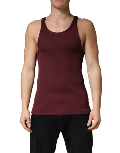 Dolce & Gabbana Maroon Sleeveless Round Neck Tank Top T-shirt In Burgundy