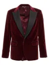 Dolce & Gabbana Cotton-blend Velvet Tuxedo Jacket In Maroon