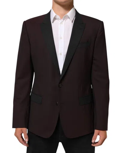 Dolce & Gabbana Maroon Wool 2 Buttons Suit Jacket Blazer In Black
