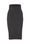 DOLCE & GABBANA MARQUISETTE PENCIL SKIRT WITH POLKA DOT PRINT AND CORSET DETAIL