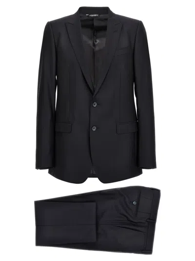 Dolce & Gabbana 'martini' Suit With Back Vent And Notch Lapel In Blue