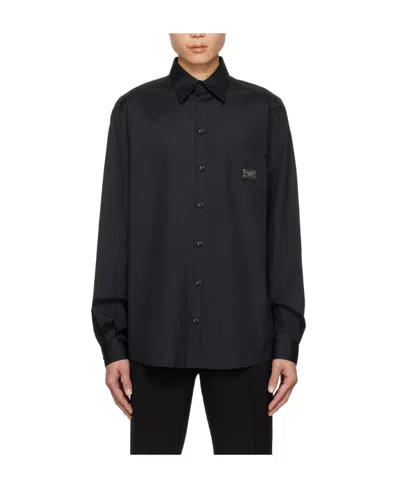 Dolce & Gabbana Martini-fit Long-sleeved Shirt In Black