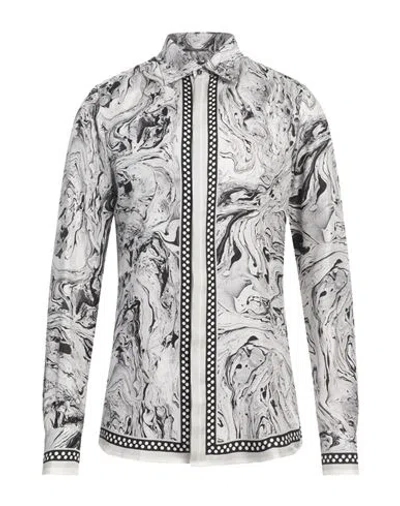 Dolce & Gabbana Martini Man Shirt Light Grey Size 16 ½ Silk In Multi