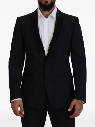 Dolce & Gabbana Martini Ruffle-detail Suit In Black