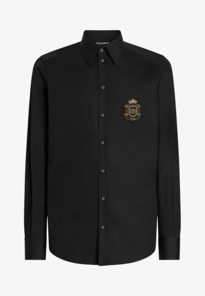 Dolce & Gabbana Martini Shirt With Logo-patch In Black